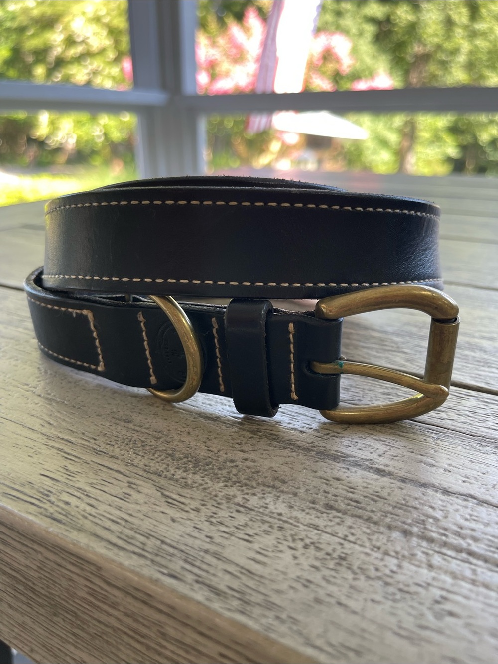 Polo Ralph Lauren Men's Black Leather Belt with Brass Buckle Size 36”